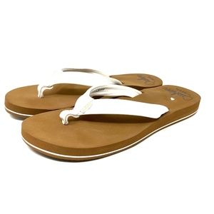 Reef Women's Cushion Breeze Flip Flop White Brown Sandal Size 10